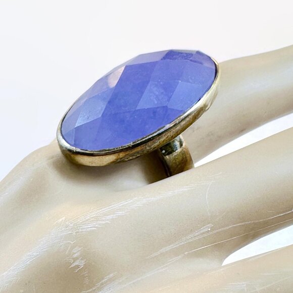 Jade Ring Lavender Purple Sterling Silver Vintage: Faceted Statement Large - Picture 2 of 5